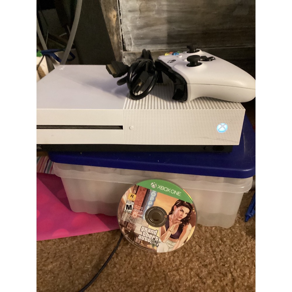 Microsoft Xbox One S 500GB White Console Bundle with GTA 5 and Controller